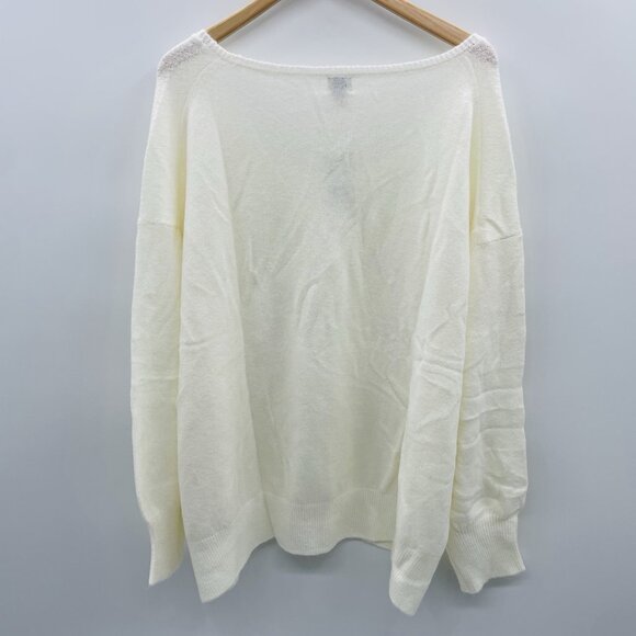 A New Day Womens Plus Size 4X Soft Cozy Knit V-Neck Pullover Sweater Cream 010 - Picture 4 of 7